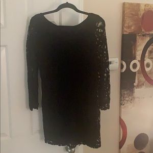 Long sleeved black lacy dress